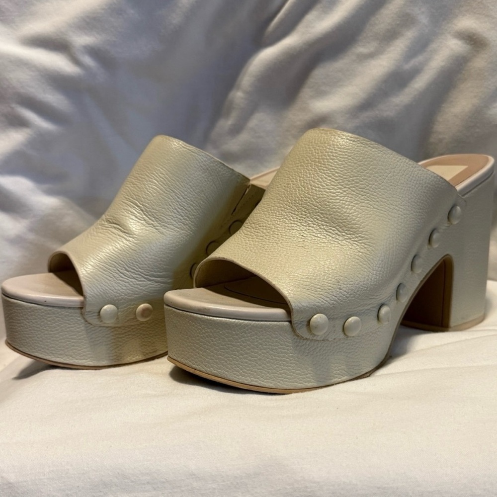 Dolce Vita Cream Studded Platform Mules